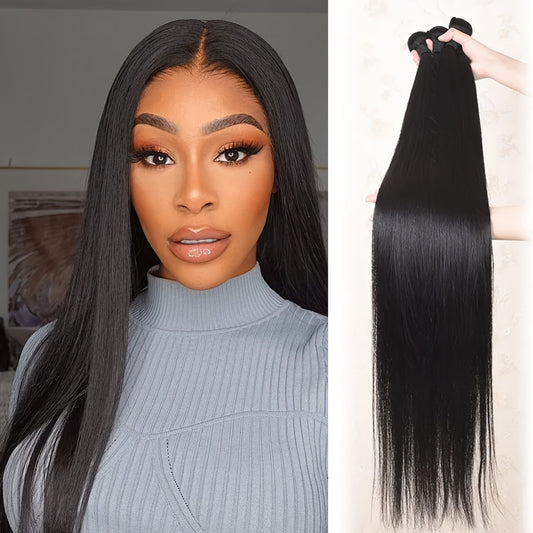 Bone Straight Bundles 3Piece Hair Extension For Women Brazilian Straight Human Hair Weave Bundles Natural Black 12A Human Hair