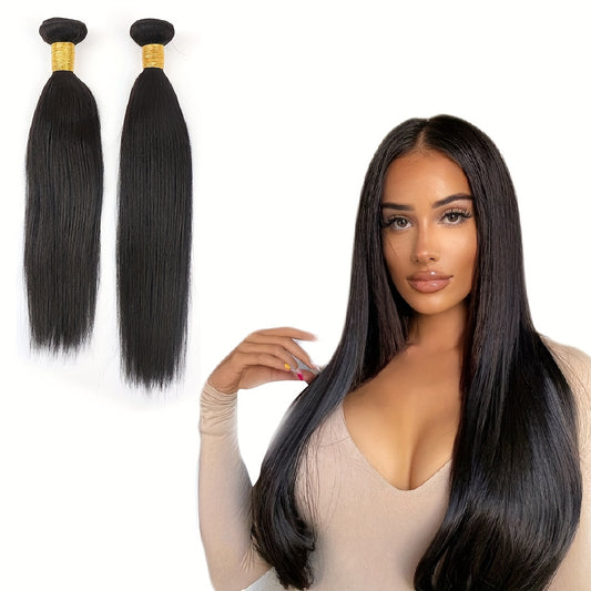 Straight Hair Bundles 2 PCS Brazilian Straight Human Hair Virgin Hair 100% Unprocessed Straight Hair Weave 2 Bundles Great Deals Human Hair