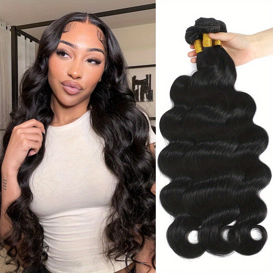 12A Brazilian Body Wave Bundles 100% Human Hair Bundles Unprocessed Virgin Hair Body Wave 1/3 Bundles Human Hair Weave Bundles 1B Natural Black Double Weft