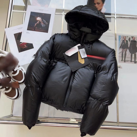 Wholesale Designer Clothing Winter Warm Ladies Cotton Bubble Coats Fashion Brand Black Hooded Puffer Jacket for Women