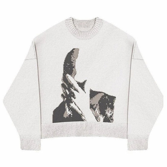 Vintage Sweater Y2K Hoodie Graphic Sweatshirts Goth Long Sleeves Grunge Aesthetic Streetwear Oversized Sweaters Women
