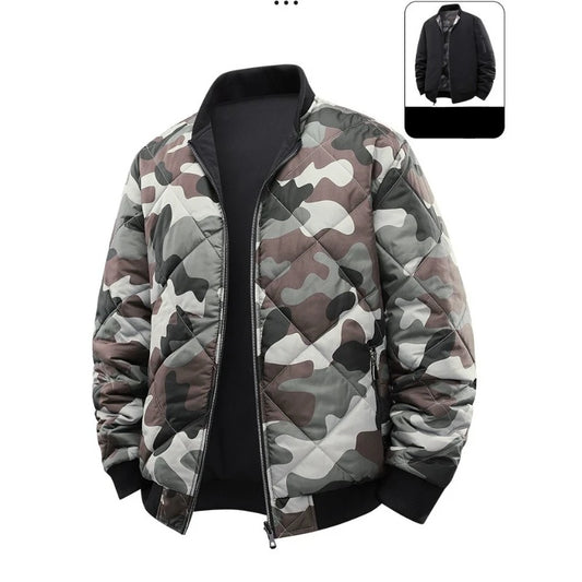 Double-Sided Wear Camouflage Puffer Jakcet Men Autumn Winter Padded Pilot Jackets Mens Baseball Uniform Outerwear Workwear Coat