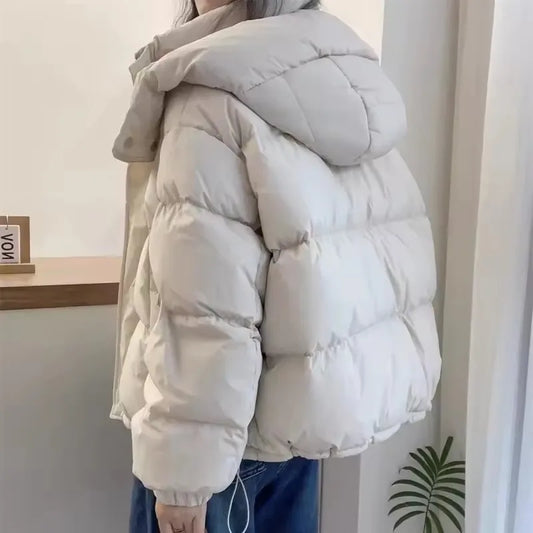2025 New Winter Puffer Jacket Women Warm Parkas Solid Long Sleeve Casual Cotton Padded Jacket Hooded Snow Wear Coat  Female