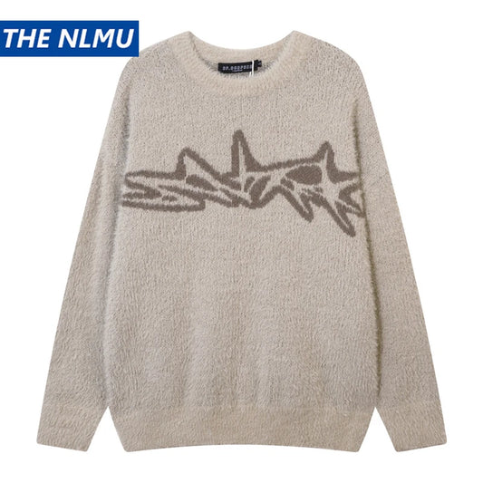 2025 Men Sweater Hipster Couple Letter Graphic Knitted Sweaters Casual Loose Pullover Hip Hop Streetwear Y2K Knitwear Unisex