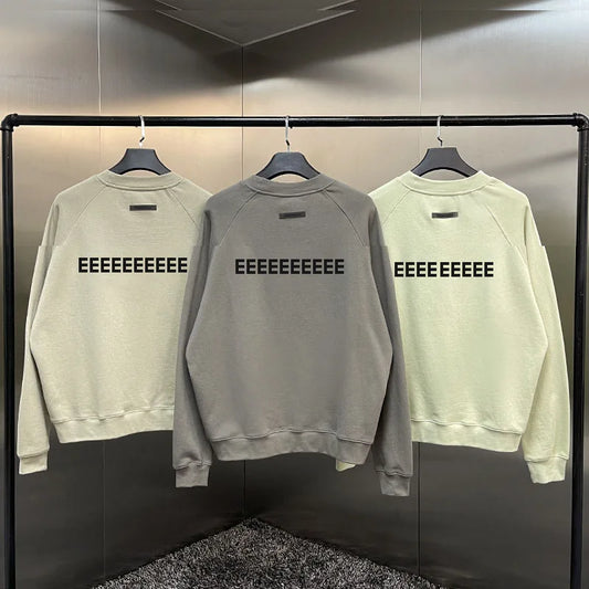 Classic Design Men's Cotton Sweaters Back Two Rows Silicone Letter Logo Sweatshirt Luxury Brand High Street Neutral Loose Hoodie