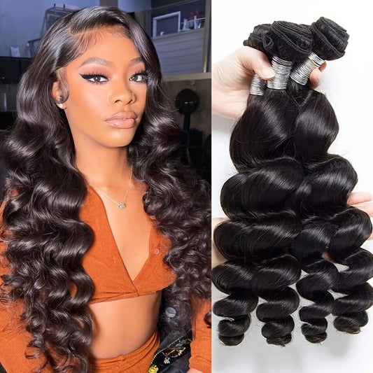 Luxurious 12A Loose Wave Human Hair Weave - 3 Bundles, Unprocessed Brazilian Deep Wave, Natural Color for Women
