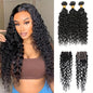 Water Wave Bundles With Closure Human Hair 3 Bundles With 4x4 Lace Closure Brazilian Hair Weave Bundles With Closure 100% Unprocessed Virgin Hair Extensions