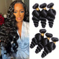 3pcs Loose Wave Bundles Brazilian Unprocessed Virgin Human Hair Weave Bundles Wave Curly Bundles Human Hair Natural Black Bundle Deals Hair Extensions