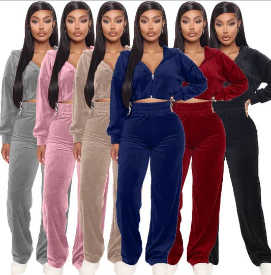 New Season 2022 Solid Color Thick Jogging Suit Women Two Piece Sweat Suits Custom Women Winter Sets