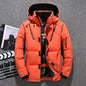 2025 Quality Solid Jacket Men Hooded Winter Puffer Jacket Orange Down Feather Jacket