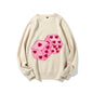 Graphic Sweatshirt Pink Dice Hearts Fun Y2k Print Sweatshirt Game Oversize Casual Wear Trendy Playful Design Sweet Vibe Clothes
