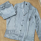 Women Striped Pajamas Set Ice Silk Sleepwear Luxury Embroider Letter Pajama Sets Couple Men Lady 2 Pieces Pajama Sets Homewear
