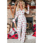 Womens Girls Christmas Matching Pajamas Long Sleeve Top Pants Two Piece Set Sleepwear Homewear Print Fresh Family Loungewear Set