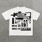 Men's Gun Print Graphic Tee Casual Street Style Short Sleeve Crew Neck T-Shirt Polyester Machine Washable Summer Fashion