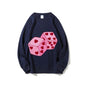 Graphic Sweatshirt Pink Dice Hearts Fun Y2k Print Sweatshirt Game Oversize Casual Wear Trendy Playful Design Sweet Vibe Clothes