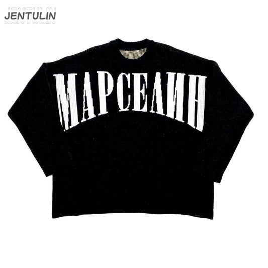 Sweater MN Icon Graphic Men Winter Pullover Knit Марселин Tops Hip Hop Fashion Harajuku Jumper Coat Y2k Streetwear Clothing Goth