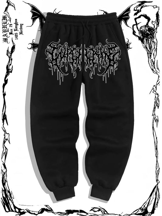 Men's Casual Jogging Pants with Interesting Graphic Prints - Elastic Belts, Street Wear Style, Urban Fashion, Soft Materials