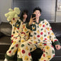 Cute Crayon Shin-chan Autumn and Winter Couple Coral Fleece Pajamas Long Plush Thick Pajamas Set Can Be Worn As A Two-Piece Set