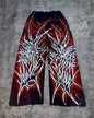 2025 New Casual Pants Harajuku Gothic Graphic Red Print Elastic Waist Straight Jogging Trousers Men Fashion Hip Hop StreetWear