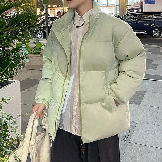 Puffer Jacket Men Winter Warm New Down Cotton Coats Fashion Casual Sports Cotton Thick Solid Color Jackets Outwear Parka