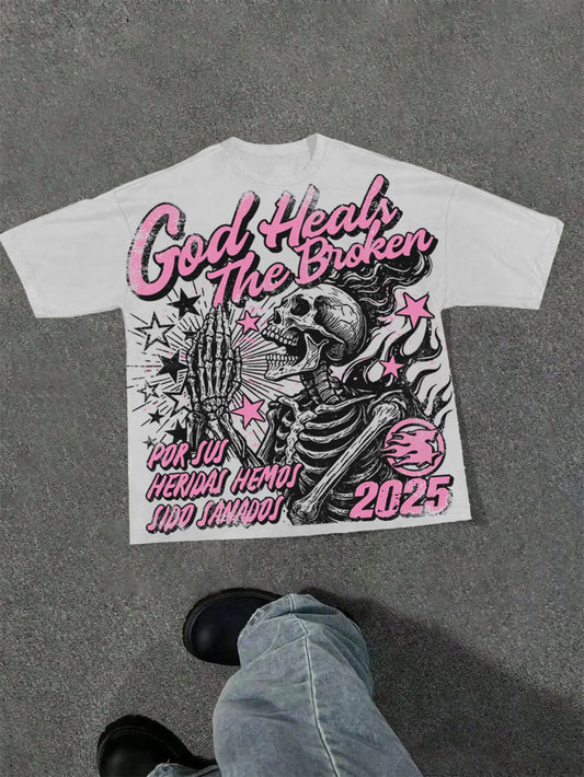 Graphic T-shirt Men Women Vintage Top Hip Hop Streetwear Oversized Tshirt Short Sleeve Casual Clothing Summer Fashion Trendy Tee