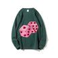 Graphic Sweatshirt Pink Dice Hearts Fun Y2k Print Sweatshirt Game Oversize Casual Wear Trendy Playful Design Sweet Vibe Clothes