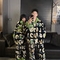 Cute Crayon Shin-chan Autumn and Winter Couple Coral Fleece Pajamas Long Plush Thick Pajamas Set Can Be Worn As A Two-Piece Set