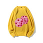 Graphic Sweatshirt Pink Dice Hearts Fun Y2k Print Sweatshirt Game Oversize Casual Wear Trendy Playful Design Sweet Vibe Clothes