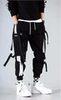 Joggers Cargo Pants for Men Casual Hip Hop Hit Color Pocket Male Trousers Sweatpants Streetwear Ribbons Techwear Pants