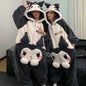 Stitch Couple Onesies Pajamas Anime Winter Cartoon Coral Fleece Thermal Hooded Large Size Pullover Men's Casual Women's Pajamas