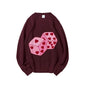 Graphic Sweatshirt Pink Dice Hearts Fun Y2k Print Sweatshirt Game Oversize Casual Wear Trendy Playful Design Sweet Vibe Clothes