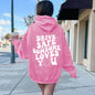 Women's sweater with letter slogan kangaroo pocket drawstring printed couple loose hoodie